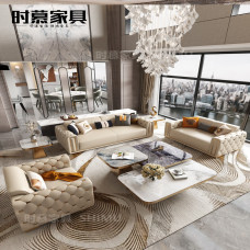 Ghế sofa da sang trọng hiện đại nhẹ nhàng phòng khách phong cách Ý căn hộ lớn thiết kế biệt thự cao cấp Mỹ dãy thẳng kết hợp mới