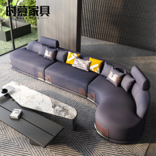 Sofa da sang trọng nhẹ của Ý da bò lớp đầu tiên đơn giản, hiện đại, thiết kế cong sofa phòng khách căn hộ lớn kết hợp