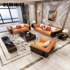 Sofa da sang trọng nhẹ nhàng hiện đại Nhà thiết kế người Ý cao cấp Bentley biệt thự lớn sang trọng kéo nút kết hợp sofa