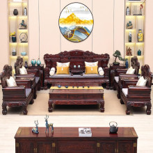Sofa Gỗ Gụ Indonesia HF2X – Sofa Gỗ Hồng Sắc Đen Lá Rộng Cao Cấp Cho Phòng Khách Biệt Thự