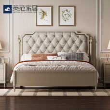 Giường gỗ nguyên khối của Anh và Mỹ Giường cưới đôi 1,8 mét Giường da mềm lưu trữ 1,5 mét ánh sáng hiện đại Phòng ngủ chính sang trọng Giường cỡ King