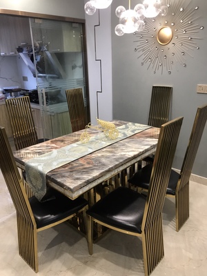 bàn ăn bằng đá cẩm thạch hình chữ nhật Comedor Sillas De Comedor Mesa Comedor Muebles De Madera Jantar Ghế Vàng Bắc Âu