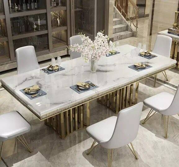 bàn ăn bằng đá cẩm thạch hình chữ nhật Comedor Sillas De Comedor Mesa Comedor Muebles De Madera Jantar Ghế Vàng Bắc Âu
