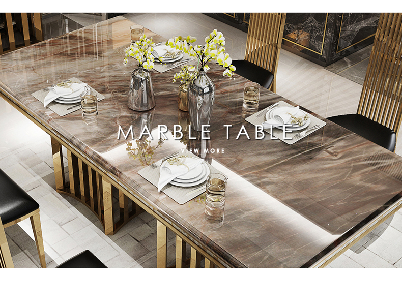 bàn ăn bằng đá cẩm thạch hình chữ nhật Comedor Sillas De Comedor Mesa Comedor Muebles De Madera Jantar Ghế Vàng Bắc Âu