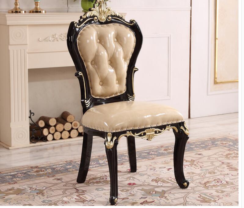 Châu Âu Bàn Ăn Tròn Kết Hợp Sang Trọng Gỗ Mun Ánh Sáng Sang Trọng Tất Cả Gỗ Chắc Chắn Chạm Khắc Đá Cẩm Thạch Bàn Ăn Ghế Mỹ Famil