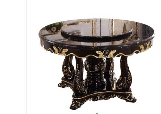 Châu Âu Bàn Ăn Tròn Kết Hợp Sang Trọng Gỗ Mun Ánh Sáng Sang Trọng Tất Cả Gỗ Chắc Chắn Chạm Khắc Đá Cẩm Thạch Bàn Ăn Ghế Mỹ Famil