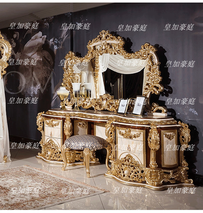 Giường cung điện Pháp gỗ nguyên khối chạm khắc tán giường Châu Âu sang trọng phòng ngủ chính 1.8m biệt thự cao cấp tùy biến