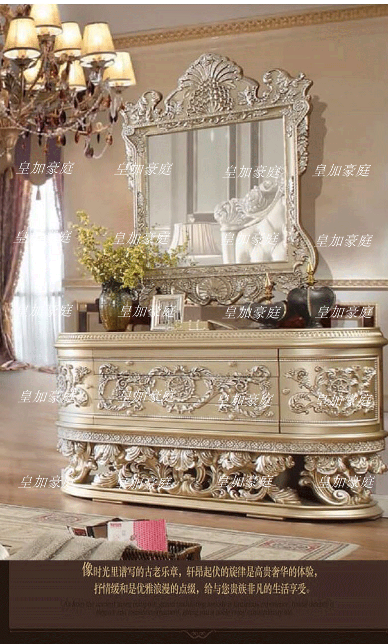 Giường cung điện sang trọng chắc chắn khắc gỗ biệt thự phòng ngủ chính giường đôi Pháp quý phái giường da tùy chỉnh