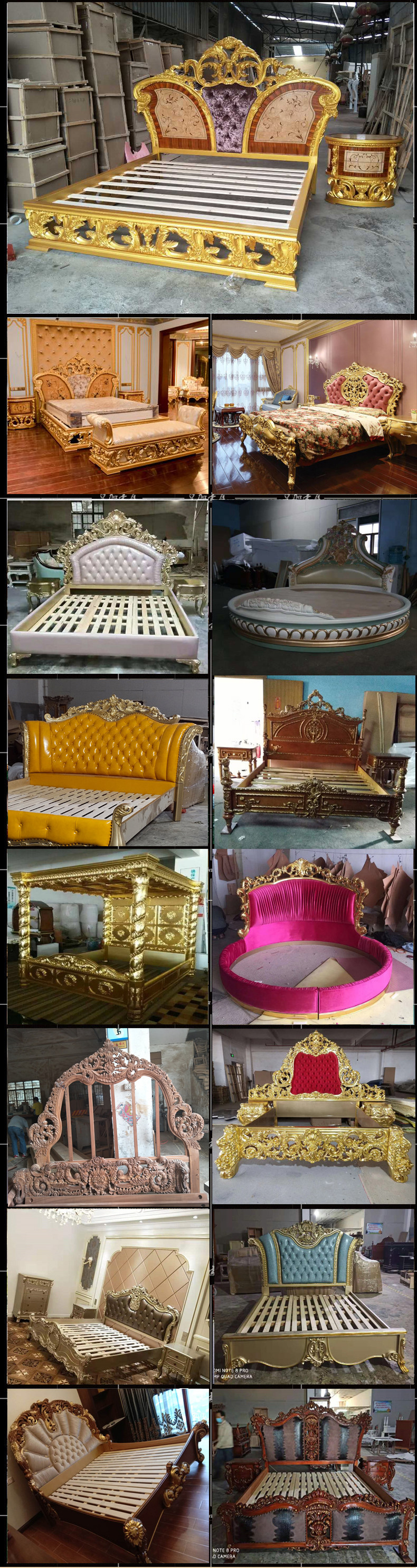 Giường Châu Âu gỗ chắc chắn giường đôi sang trọng giường vua 1.8 mét biệt thự nội thất phòng ngủ chính cung điện Pháp giường