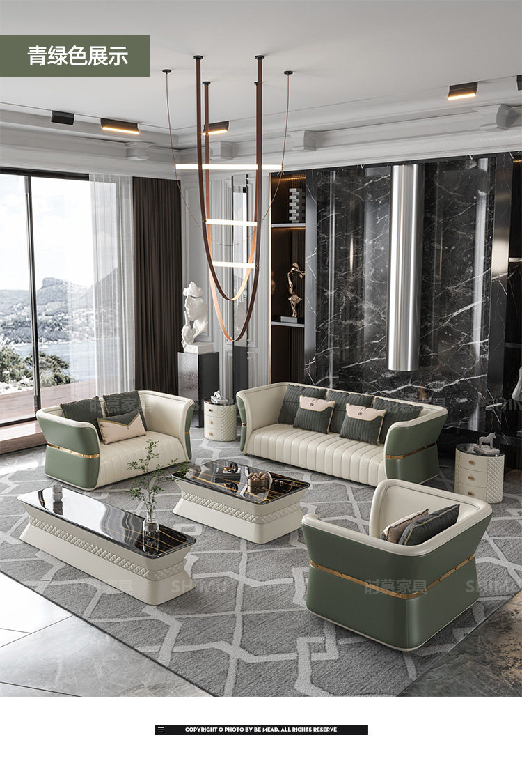Sofa da sang trọng hiện đại nhẹ nhàng phím đàn piano tối giản kiểu Ý biệt thự sang trọng cao cấp căn hộ lớn kết hợp sofa thẳng