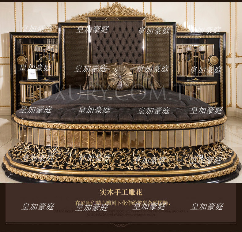 Giường Châu Âu sang trọng phòng master giường lưng lớn phòng ngủ master gỗ nguyên khối giường cưới cao cấp sang trọng phòng ngủ master giường king