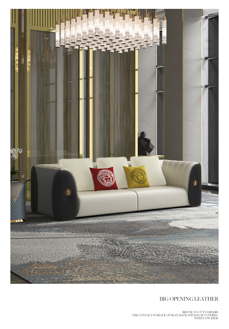 Sofa da sang trọng nhẹ nhàng hậu hiện đại phong cách Hồng Kông lớn nhỏ biệt thự cao cấp sang trọng mẫu phòng nội thất Bentley kết hợp