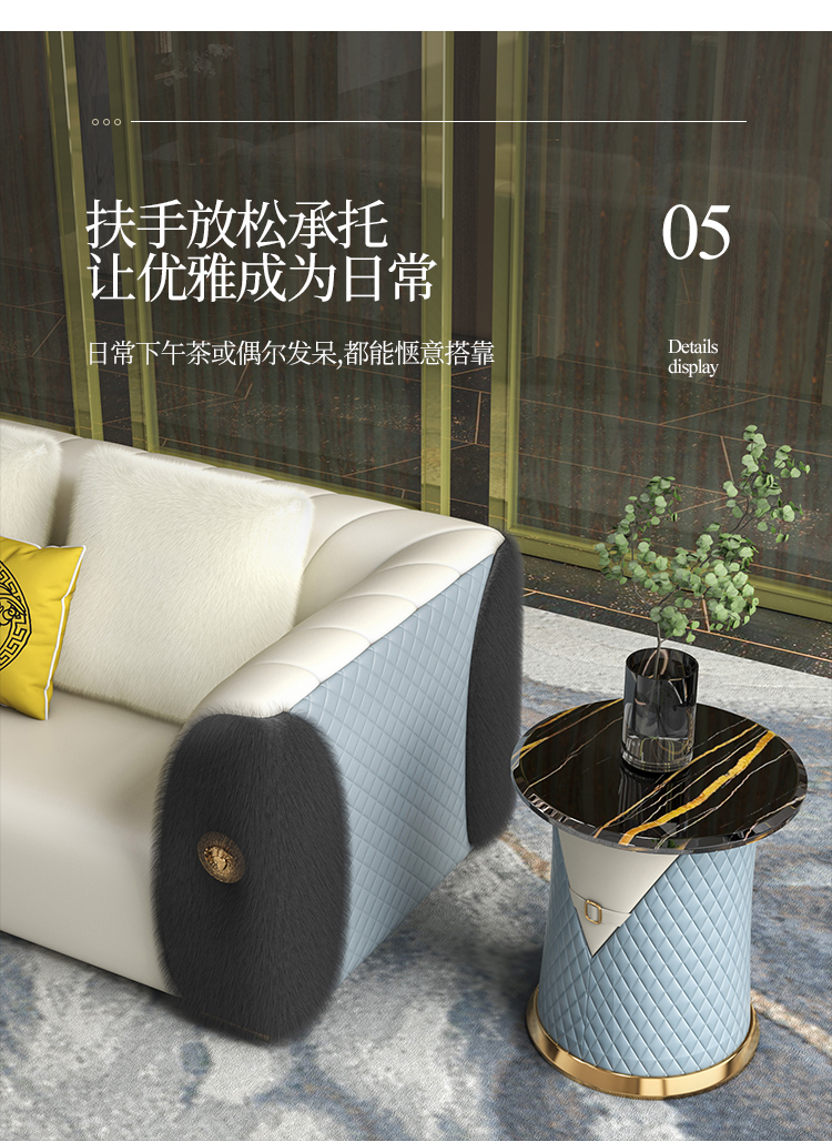 Sofa da sang trọng nhẹ nhàng hậu hiện đại phong cách Hồng Kông lớn nhỏ biệt thự cao cấp sang trọng mẫu phòng nội thất Bentley kết hợp