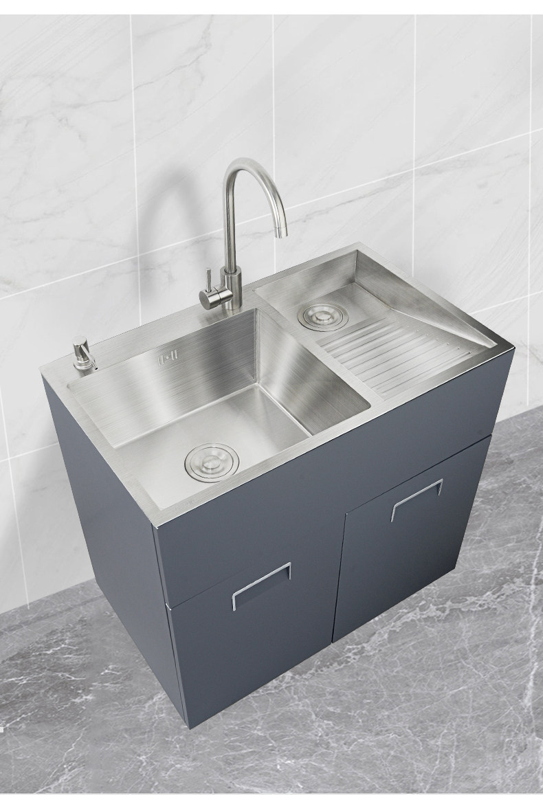 Bồn rửa mặt 304 ban công, bồn giặt hồ bơi, tủ giặt bằng thép không gỉ tích hợp tủ phòng tắm, sàn có bồn rửa mặt