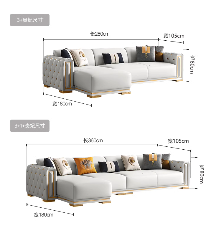 Ghế sofa da sang trọng hiện đại nhẹ nhàng phòng khách phong cách Ý căn hộ lớn thiết kế biệt thự cao cấp Mỹ dãy thẳng kết hợp mới