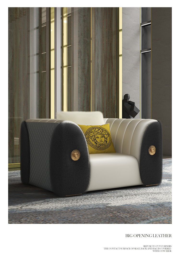 Sofa da sang trọng nhẹ nhàng hậu hiện đại phong cách Hồng Kông lớn nhỏ biệt thự cao cấp sang trọng mẫu phòng nội thất Bentley kết hợp