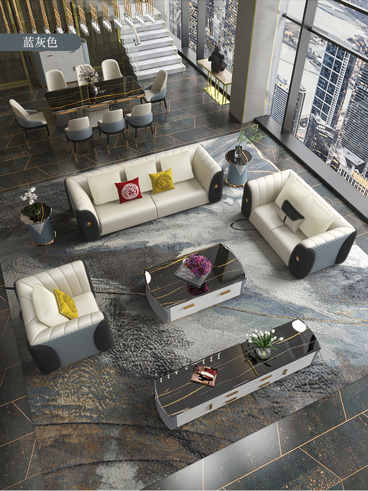 Sofa da sang trọng nhẹ nhàng hậu hiện đại phong cách Hồng Kông lớn nhỏ biệt thự cao cấp sang trọng mẫu phòng nội thất Bentley kết hợp