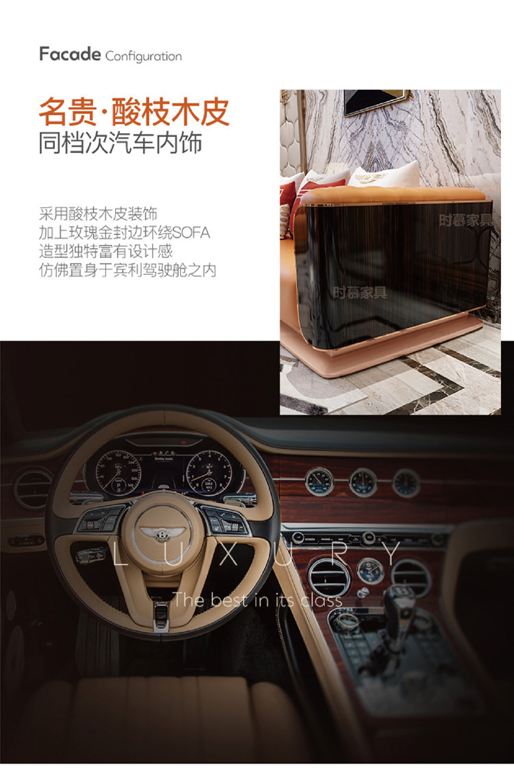 Sofa da sang trọng nhẹ nhàng hiện đại Nhà thiết kế người Ý cao cấp Bentley biệt thự lớn sang trọng kéo nút kết hợp sofa