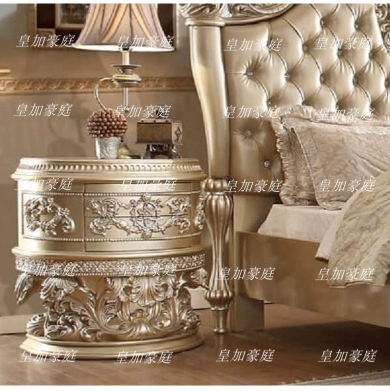 Giường cung điện sang trọng chắc chắn khắc gỗ biệt thự phòng ngủ chính giường đôi Pháp quý phái giường da tùy chỉnh