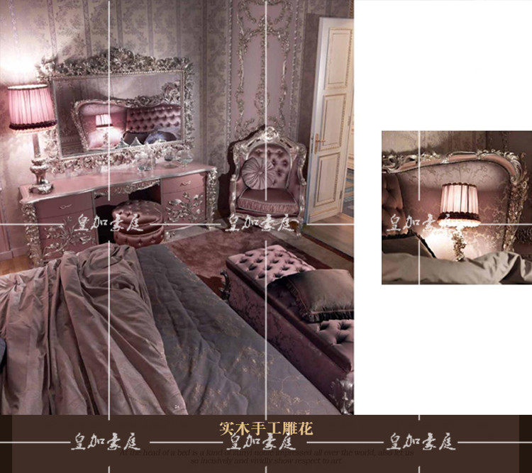 Giường cao cấp tùy chỉnh nội thất Châu Âu gỗ nguyên khối giường đôi vải sang trọng giường cưới Ý phòng ngủ giường công chúa