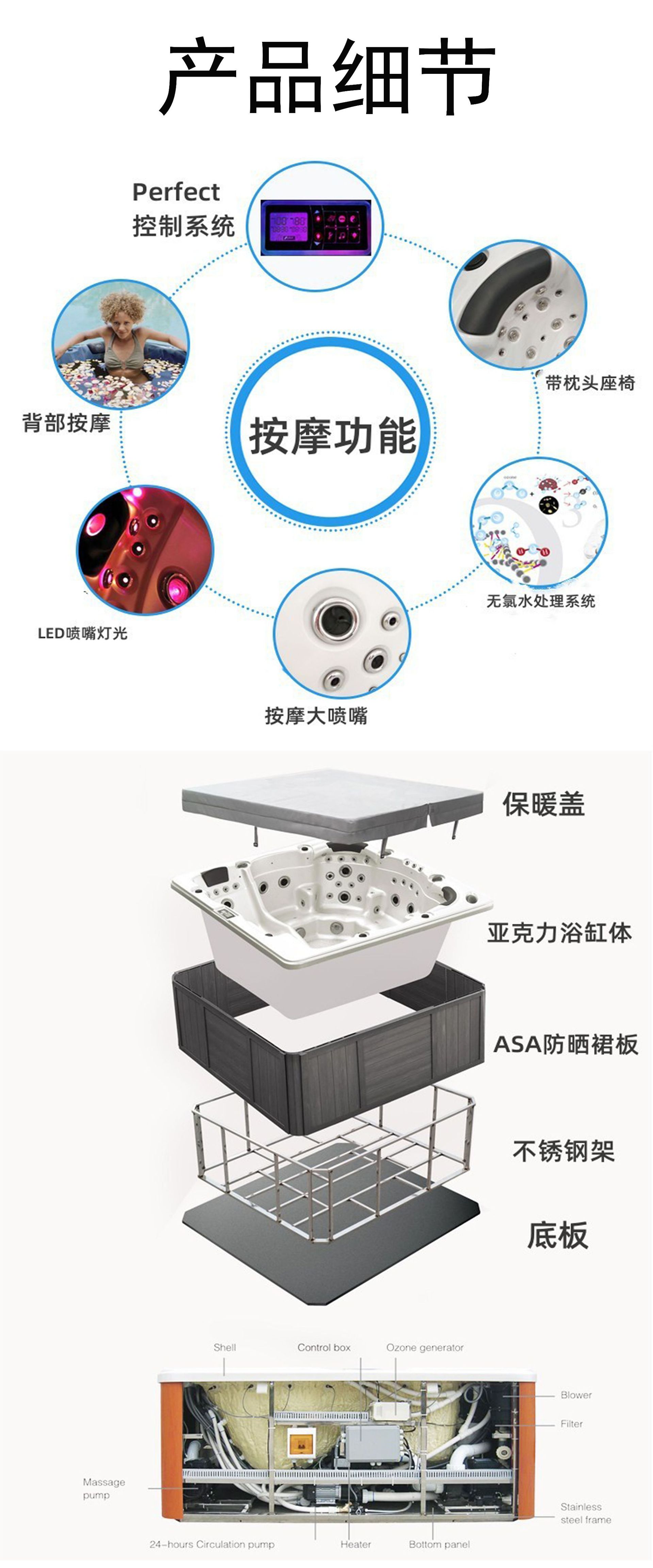 Bể massage mini 2 người bồn tắm nhiệt độ không đổi thông minh hồ bơi massage thủy lực bồn tắm bong bóng bồn tắm massage SPA