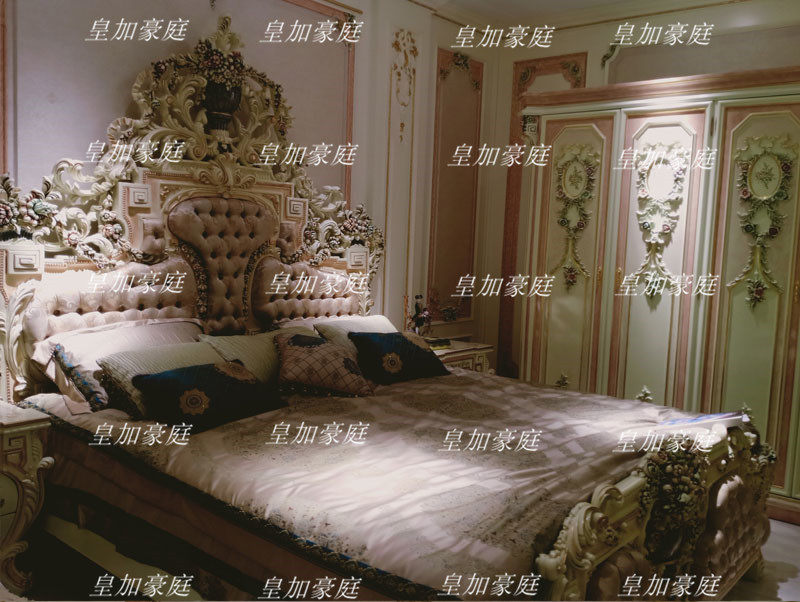 Giường Phòng ngủ chính sang trọng theo phong cách Ý giường ngủ chạm khắc gỗ nguyên khối biệt thự nội thất cao cấp thiết kế chính giường đôi tùy chỉnh