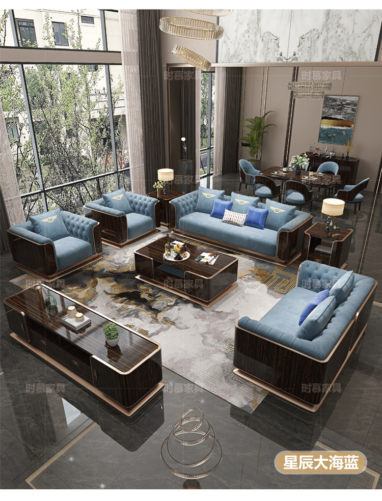 Sofa da sang trọng nhẹ nhàng hiện đại Nhà thiết kế người Ý cao cấp Bentley biệt thự lớn sang trọng kéo nút kết hợp sofa