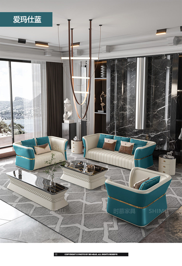 Sofa da sang trọng hiện đại nhẹ nhàng phím đàn piano tối giản kiểu Ý biệt thự sang trọng cao cấp căn hộ lớn kết hợp sofa thẳng