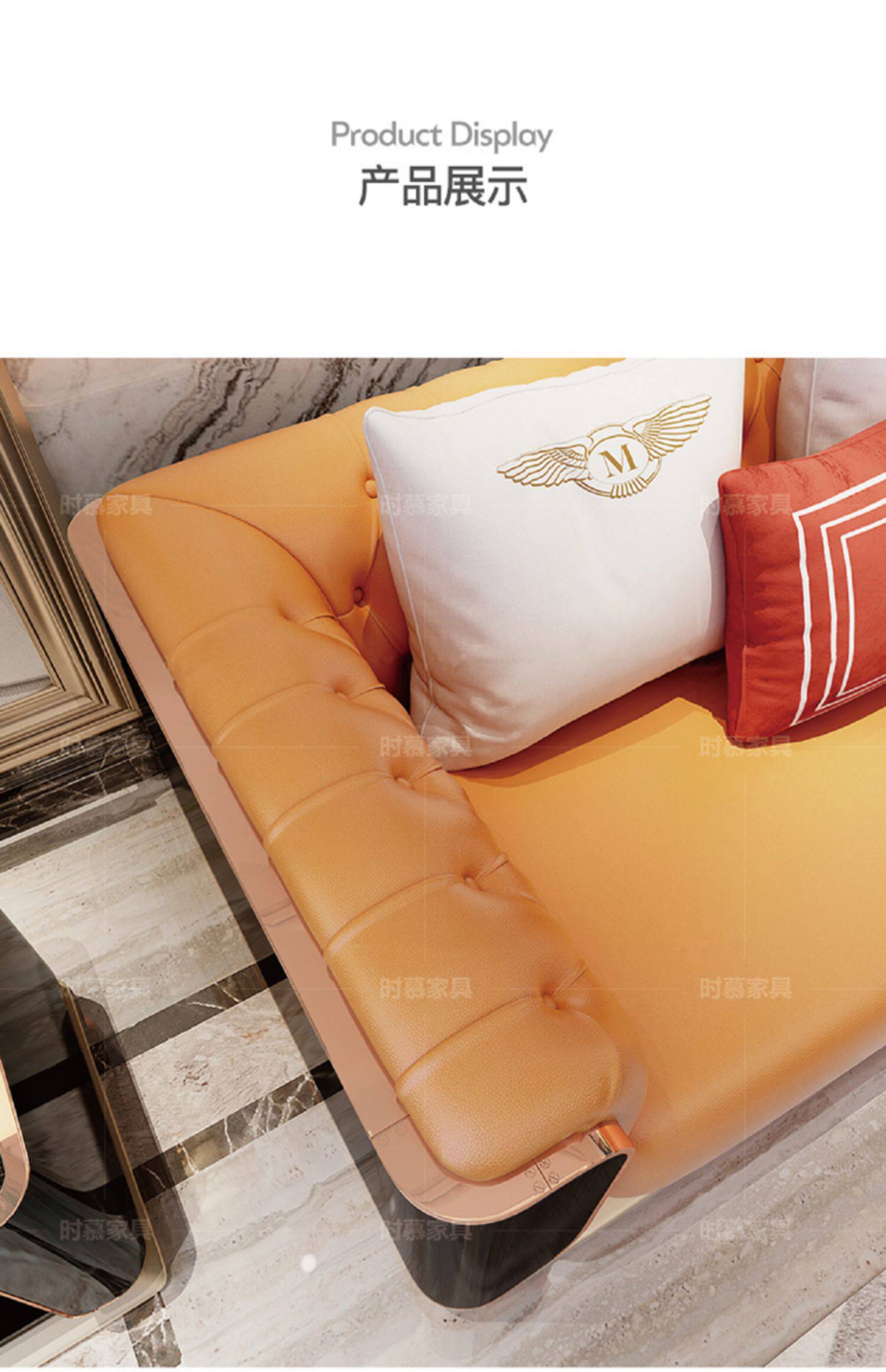 Sofa da sang trọng nhẹ nhàng hiện đại Nhà thiết kế người Ý cao cấp Bentley biệt thự lớn sang trọng kéo nút kết hợp sofa