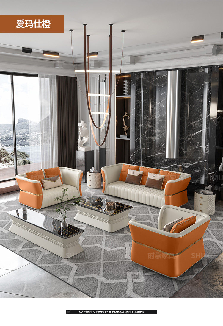 Sofa da sang trọng hiện đại nhẹ nhàng phím đàn piano tối giản kiểu Ý biệt thự sang trọng cao cấp căn hộ lớn kết hợp sofa thẳng