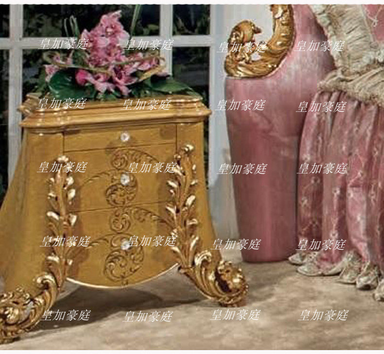Giường phong cách Châu Âu gỗ nguyên khối chạm khắc giường nội thất phòng ngủ căn hộ lớn vải màu hồng 1.8m phòng ngủ chính giường đôi tùy chỉnh