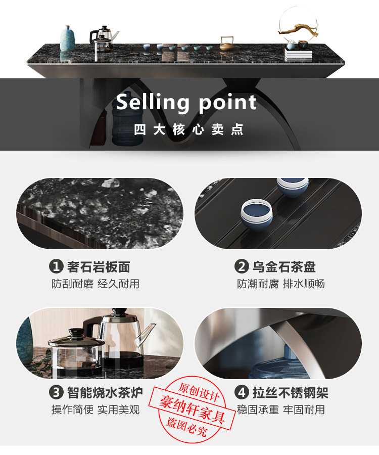 Bàn trà sang trọng bàn trà đá phiến hiện đại đơn giản bàn trà nhà văn phòng bàn trà cao cấp bàn trà lớn kết hợp ghế