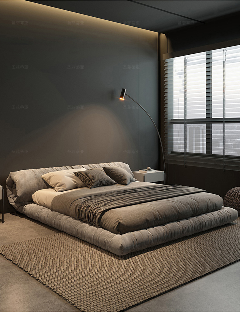 King Size Giường hiện đại Bộ giường cỡ Queen Nội thất Bộ nội thất phòng ngủ Ý Bộ giường đôi có đầu giường Nệm Nội thất gia đình