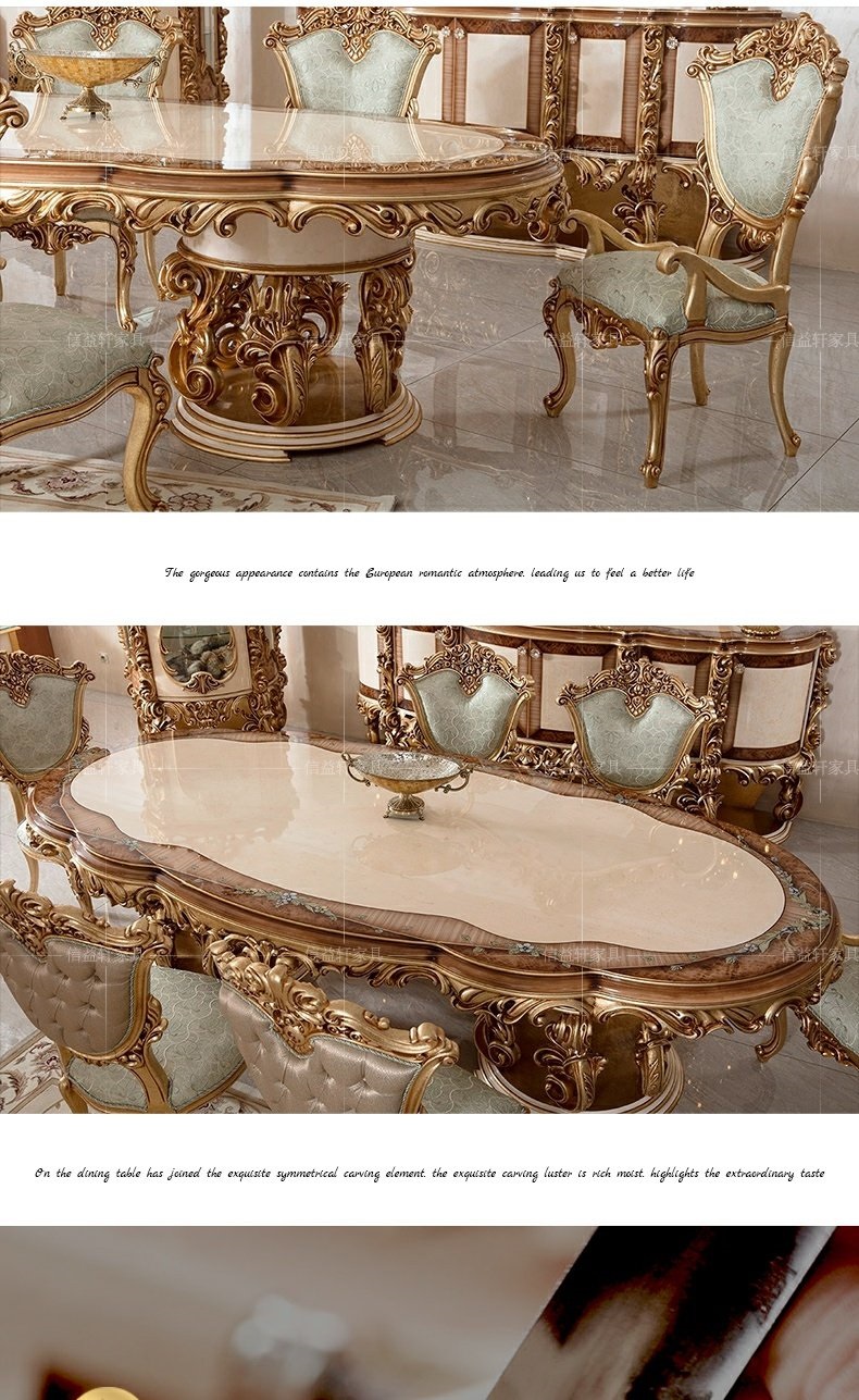 Nhà hàng sang trọng theo phong cách Baroque của Ý với tủ đựng cơm bàn ghế chạm khắc bằng tay palazzo