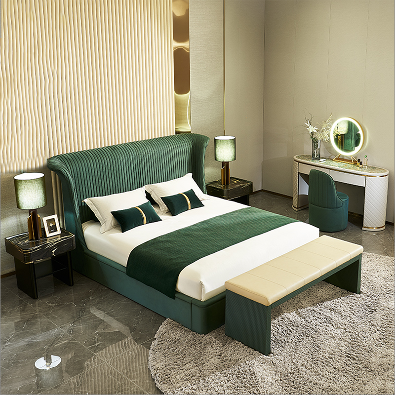 Giường đôi biệt thự da cao cấp 1,8m hiện đại sang trọng Phòng ngủ chính giường cưới tùy chỉnh cao cấp