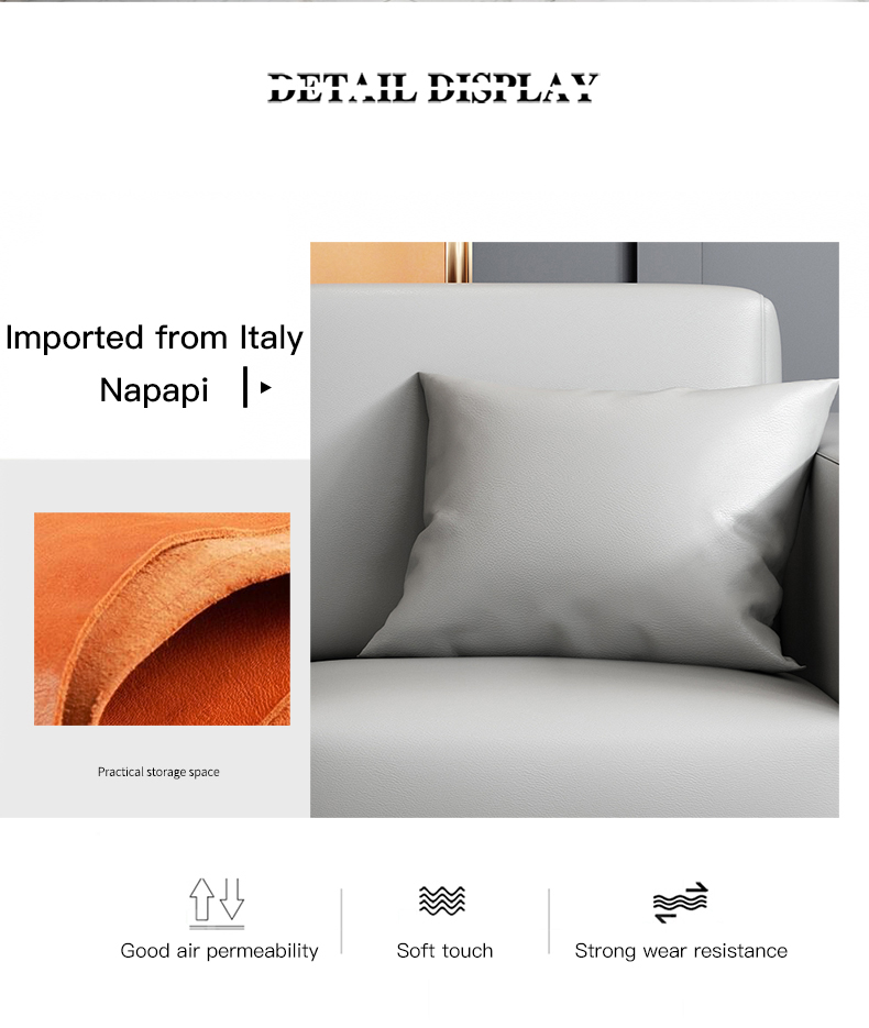 Màu Xám Mặt Cắt Sofa Đôi Ba Người Ghế Đèn Phòng Khách Cao Cấp Sofa Da Mềm Mại Ghế Bành Nội Thất Gia Đình