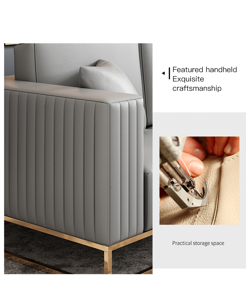 Màu Xám Mặt Cắt Sofa Đôi Ba Người Ghế Đèn Phòng Khách Cao Cấp Sofa Da Mềm Mại Ghế Bành Nội Thất Gia Đình