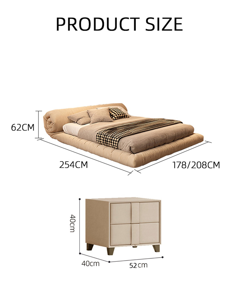 King Size Giường hiện đại Bộ giường cỡ Queen Nội thất Bộ nội thất phòng ngủ Ý Bộ giường đôi có đầu giường Nệm Nội thất gia đình