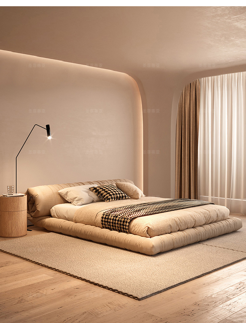 King Size Giường hiện đại Bộ giường cỡ Queen Nội thất Bộ nội thất phòng ngủ Ý Bộ giường đôi có đầu giường Nệm Nội thất gia đình