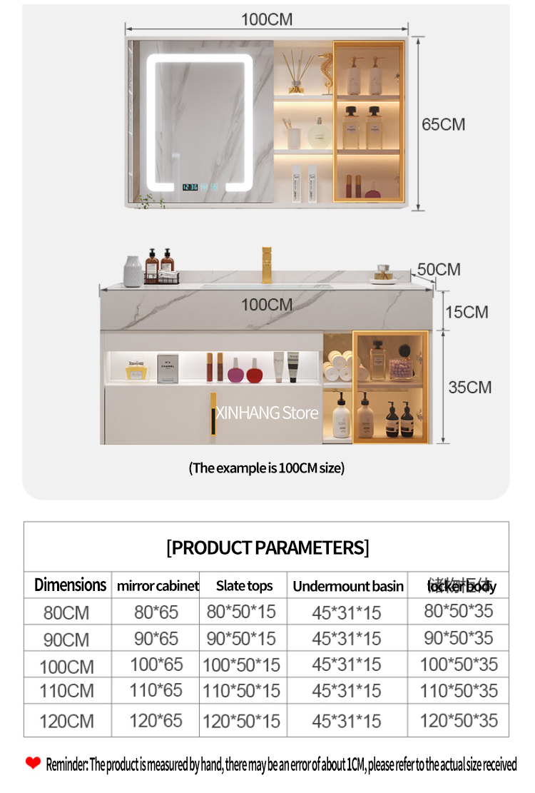Ánh sáng mới Sang trọng Đá phiến Tủ phòng tắm Cảm ứng thông minh Chậu rửa đôi Bộ đầy đủ Nội thất gỗ nguyên khối Bàn rửa tùy chỉnh
