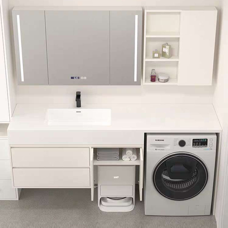 Gỗ Trắng Tủ Phòng Tắm Cao Cấp Bắc Âu Vệ Sinh Ngăn Kéo Phòng Tắm Vanity Mirror Treo Tường Armoir Salle De Bain Trang Trí