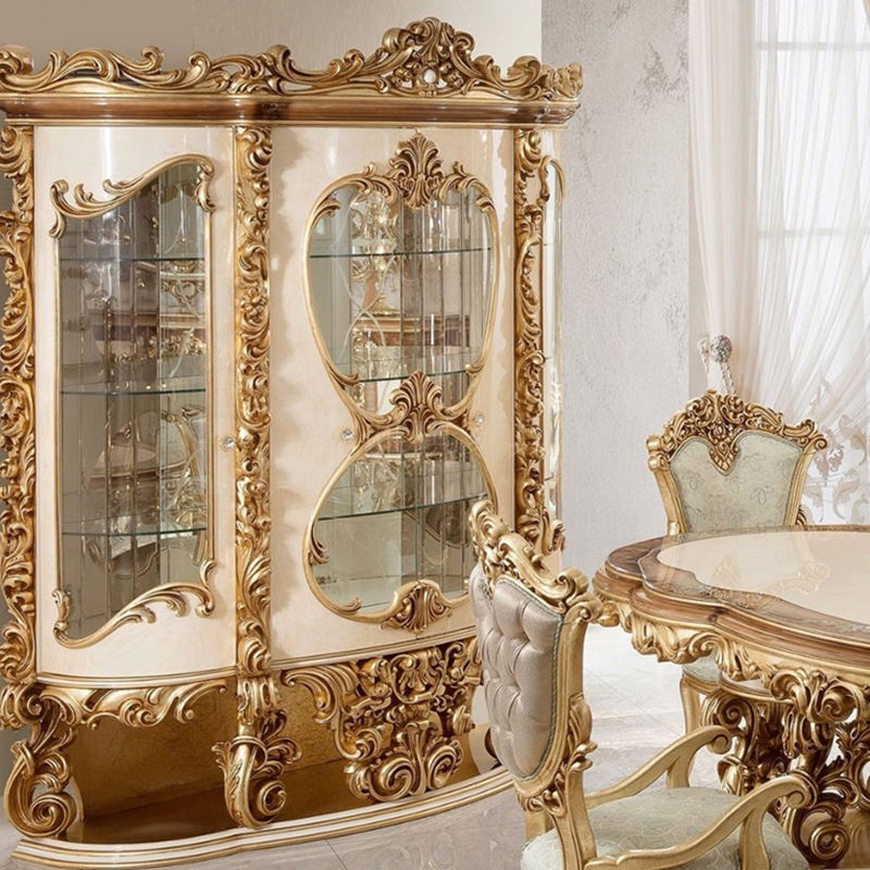 Nhà hàng sang trọng theo phong cách Baroque của Ý với tủ đựng cơm bàn ghế chạm khắc bằng tay palazzo