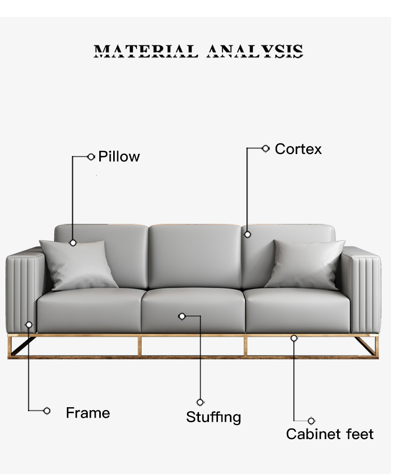 Màu Xám Mặt Cắt Sofa Đôi Ba Người Ghế Đèn Phòng Khách Cao Cấp Sofa Da Mềm Mại Ghế Bành Nội Thất Gia Đình