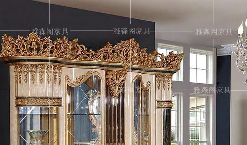 Bàn ghế ăn vải chạm khắc gỗ nguyên khối của Pháp kết hợp biệt thự Châu Âu hình chữ nhật 1 bàn 8 ghế sang trọng trọn bộ