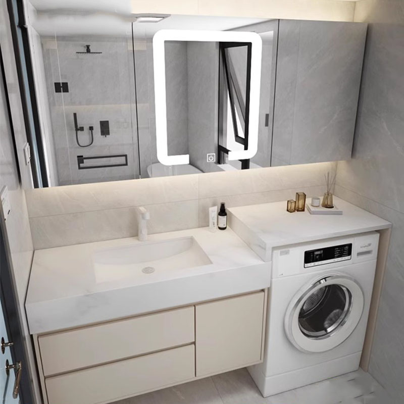 Gỗ Trắng Tủ Phòng Tắm Cao Cấp Bắc Âu Vệ Sinh Ngăn Kéo Phòng Tắm Vanity Mirror Treo Tường Armoir Salle De Bain Trang Trí