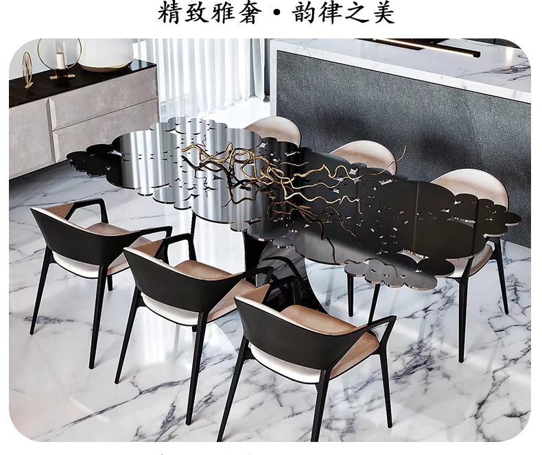 Bàn ăn nghệ thuật inox sang trọng nhẹ của Ý nhà lớn thiết kế bàn ăn kim loại cao cấp nhà hình chữ nhật