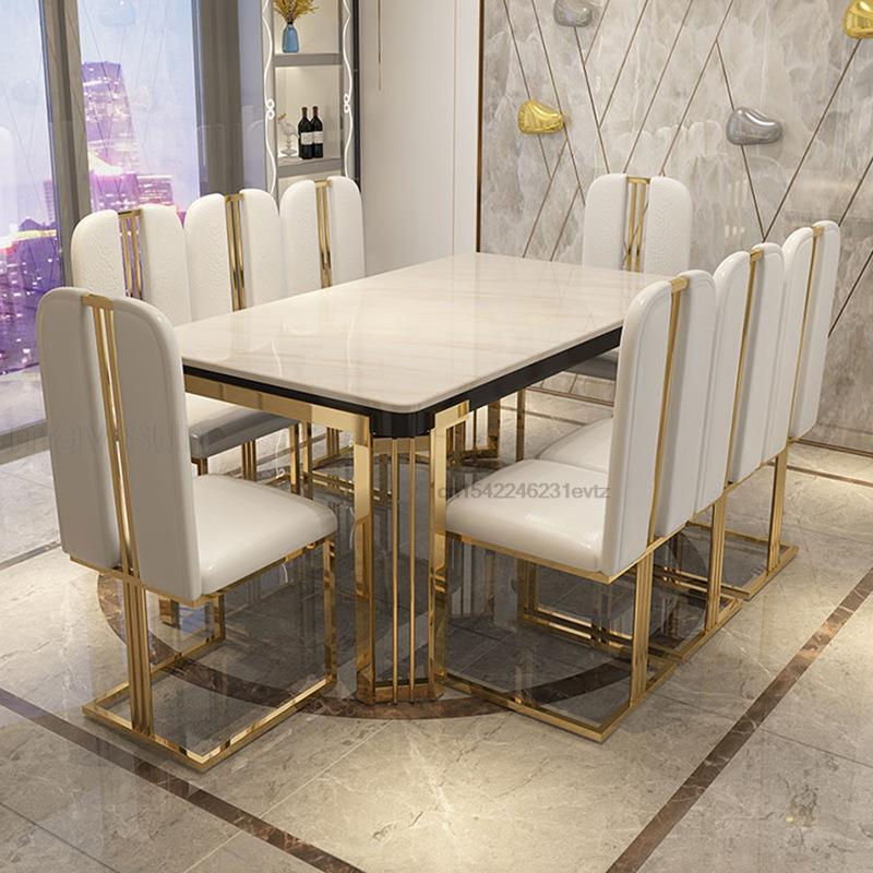 Ánh sáng Bàn ăn sang trọng Ghế Nội thất gia đình Nhà hàng cao cấp Bàn bếp Bàn hình chữ nhật bằng đá cẩm thạch