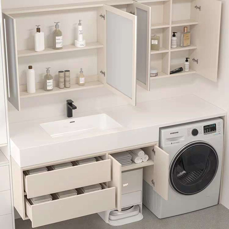 Gỗ Trắng Tủ Phòng Tắm Cao Cấp Bắc Âu Vệ Sinh Ngăn Kéo Phòng Tắm Vanity Mirror Treo Tường Armoir Salle De Bain Trang Trí