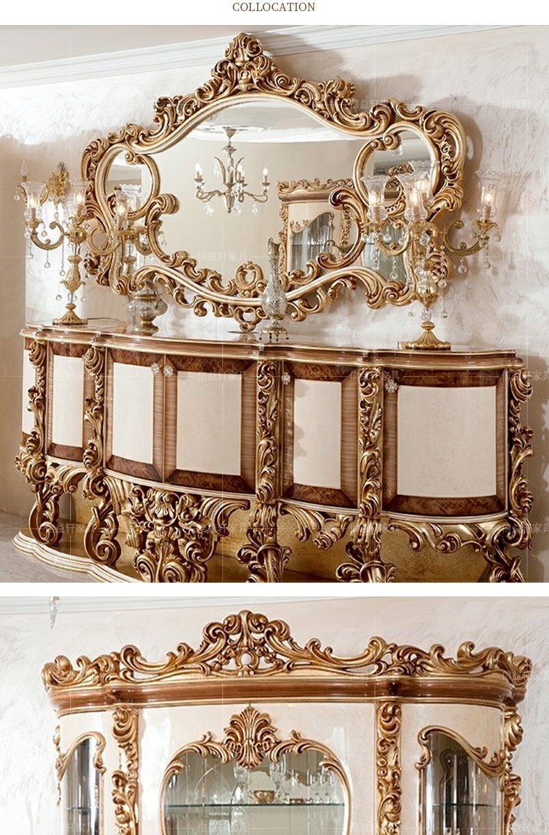 Nhà hàng sang trọng theo phong cách Baroque của Ý với tủ đựng cơm bàn ghế chạm khắc bằng tay palazzo
