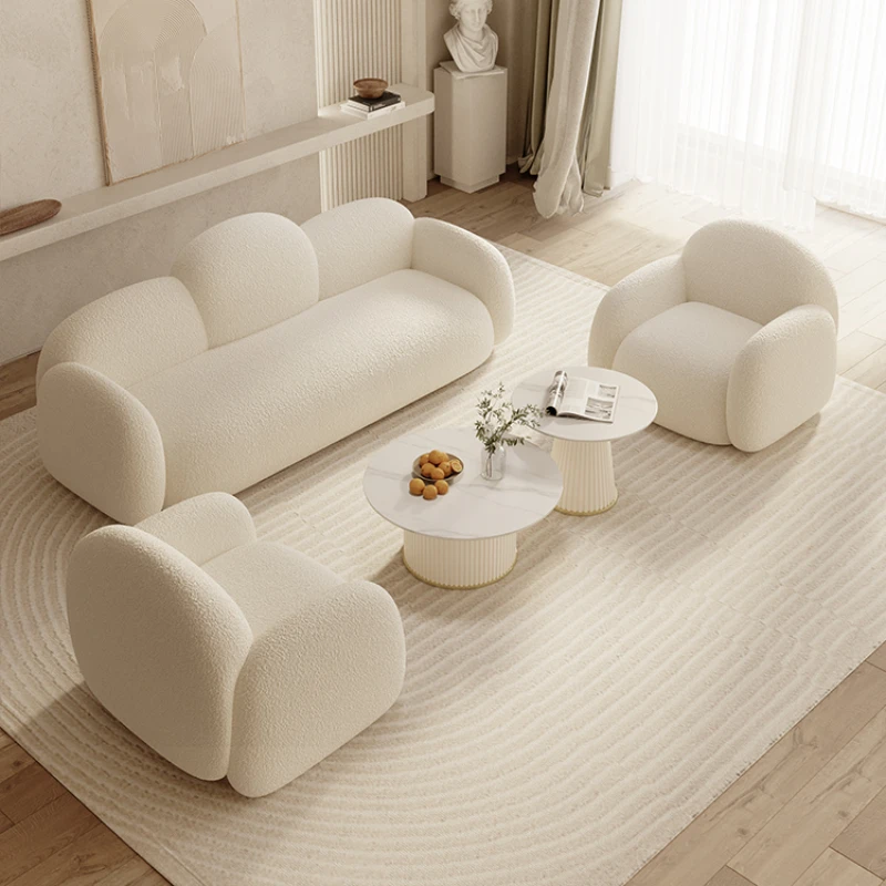 Phong Cách Kem Sofa Vải Thẩm Mỹ Viện Lễ tân Đơn Giản Phòng Khách Hiện Đại Đơn Vị Nhỏ Kết Hợp Sofa Cửa Hàng Quần Áo Sofa